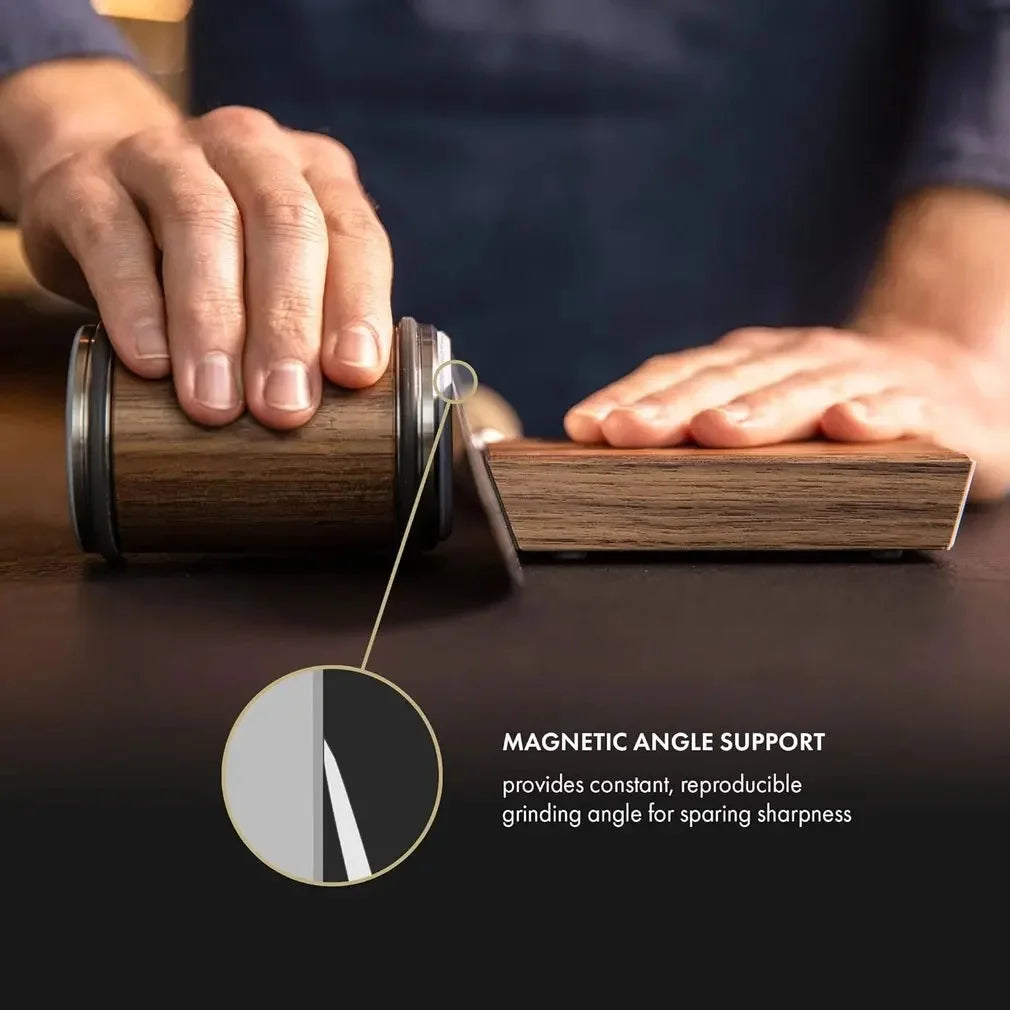 Rolling Knife Sharpener Magnetic Knife Holder Diamond Sharpening Stone with15and20 Degrees Angle Roller Kitchen Accessory set