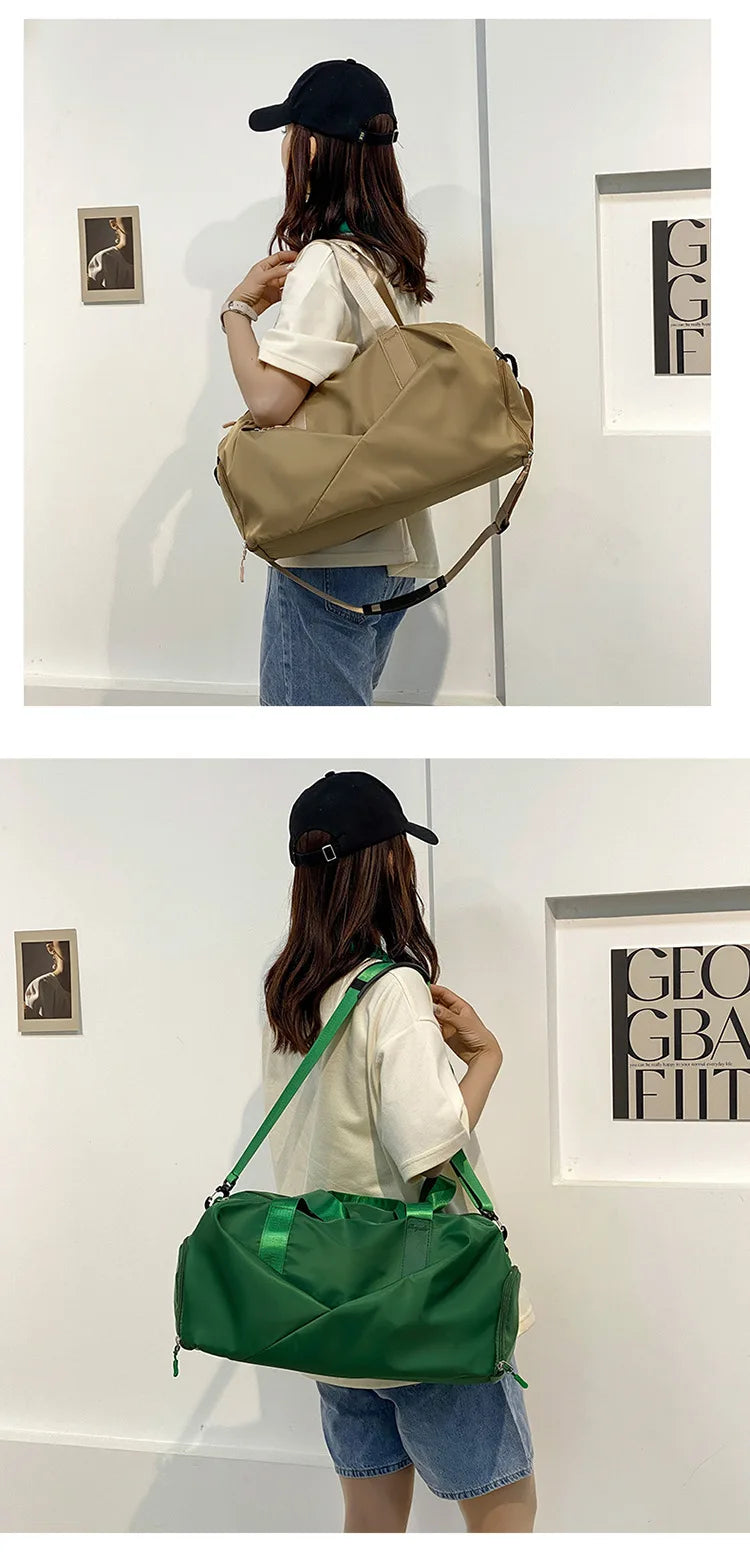 Large Capacity Fitness Bag Women's Handheld Oxford Cloth Yoga Sports Bag Fashionable Luggage Bag Wet And Dry Separation Can P...