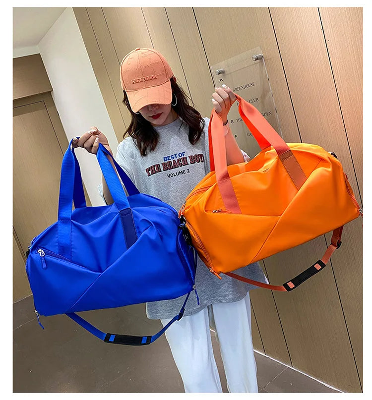 Large Capacity Fitness Bag Women's Handheld Oxford Cloth Yoga Sports Bag Fashionable Luggage Bag Wet And Dry Separation Can P...