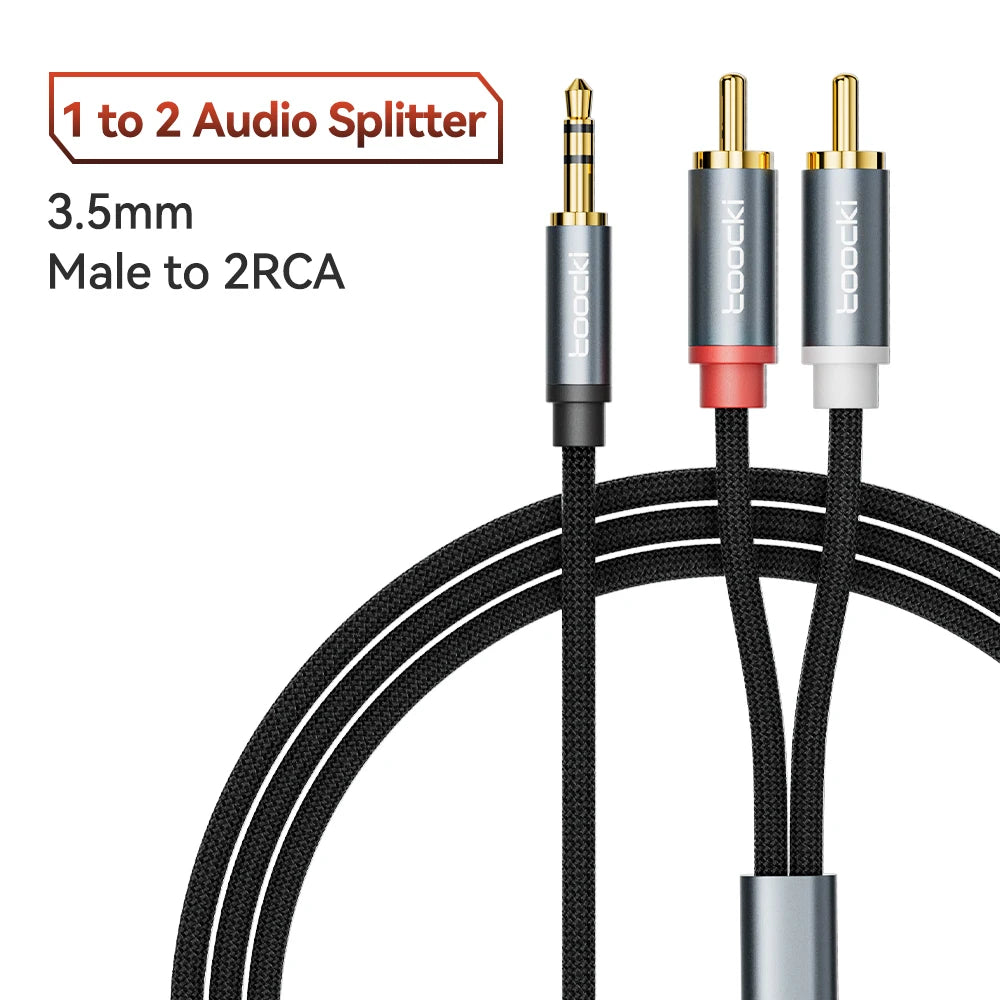Toocki RCA Audio Cable 3.5mm Male to 2RCA Speaker Cable Male Splitter AUX 2 RCA Cord Jack for TV Box Amplifier DVD Player Wire