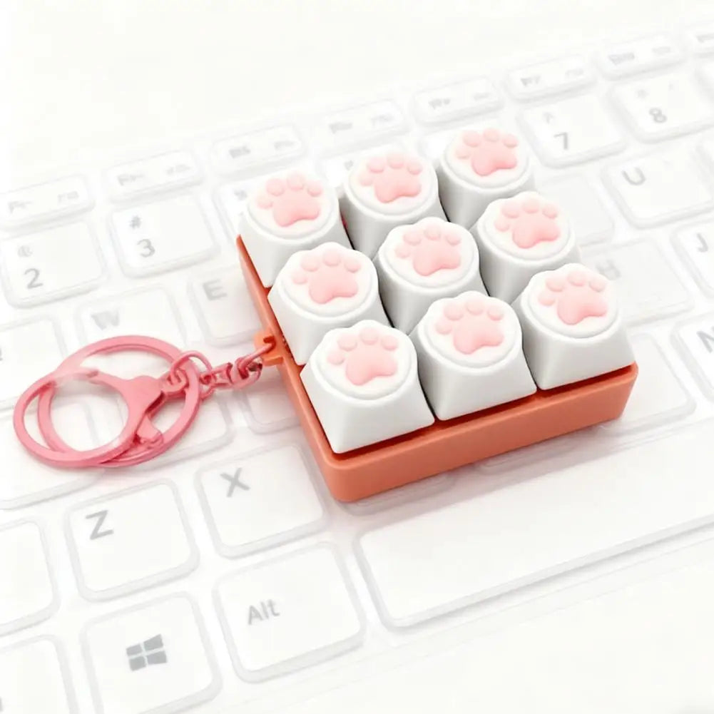Keyboard Fidget Toys LED Crystal Keycap Keychain Stress Relief Fingertip Gadget Decompression Toys Clicker Fidget Toy