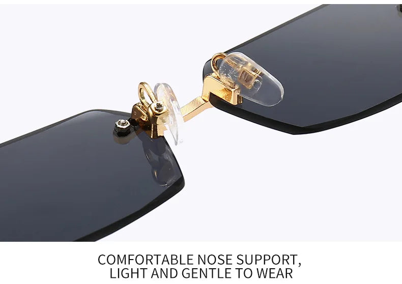 Clearance_Rimless Sunglasses Rectangle Fashion Popular Women Men Shades Small Square Sun Glasses For Female male Summer Travelin