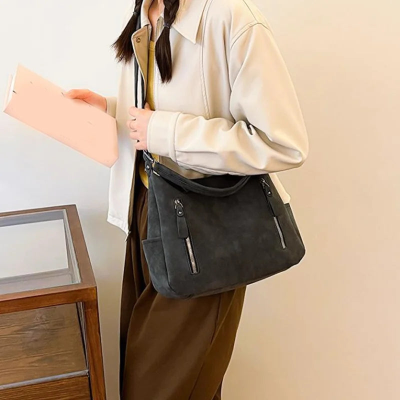 Women Crossbody Bag Luxury Designer Oblique Cross Single Shoulder bag Large Capacity Handbags Retro Matte PU Leather Hobos purse
