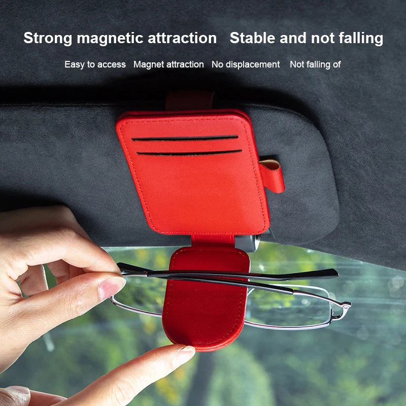 JFBONIN Leather Car Glasses Clip Multifunctional Sunshade Storage for Interior Car Sunglasses Organizer Creative