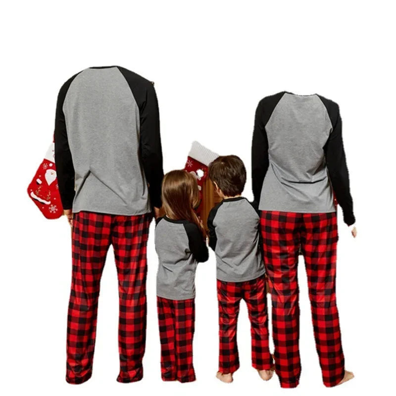 Mom Dad Kids Christmas Print Pajamas Set 2 Piece Pyjama Xmas Family Look Sleepwear Xmas Family Matching Outfits Pjs Loungewear