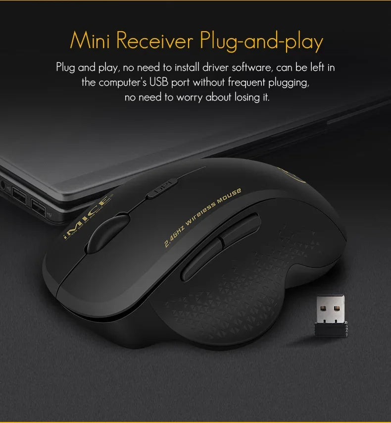 NexusClick 2.4G Wireless Silent Click Mouse,3 Adjustable DPI 6 Buttons Power Saving USB Plug Play Mice For Laptop Office Gaming