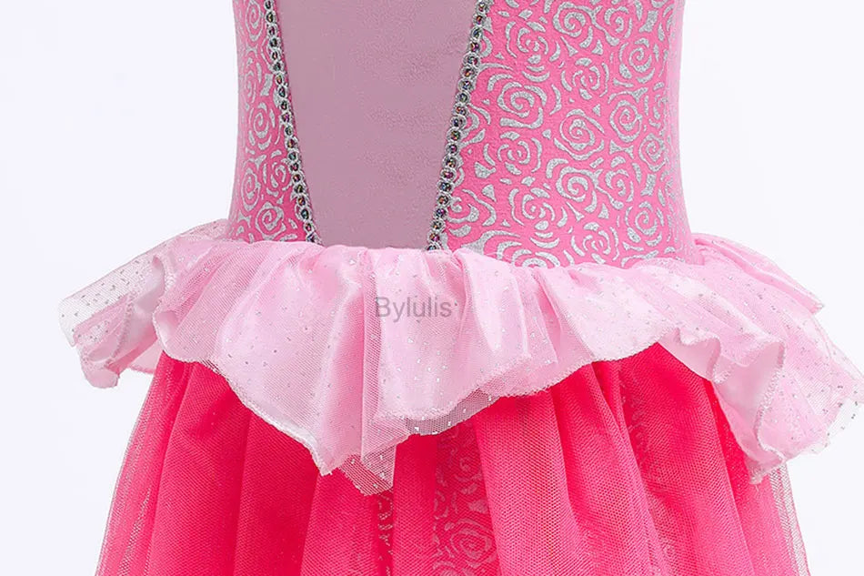 Baby Girls Costumes Kid Romper Tutu Dress with Headband Infant Baby Girl Princess Alice Clothes Aurora Belle Dress Party Costume
