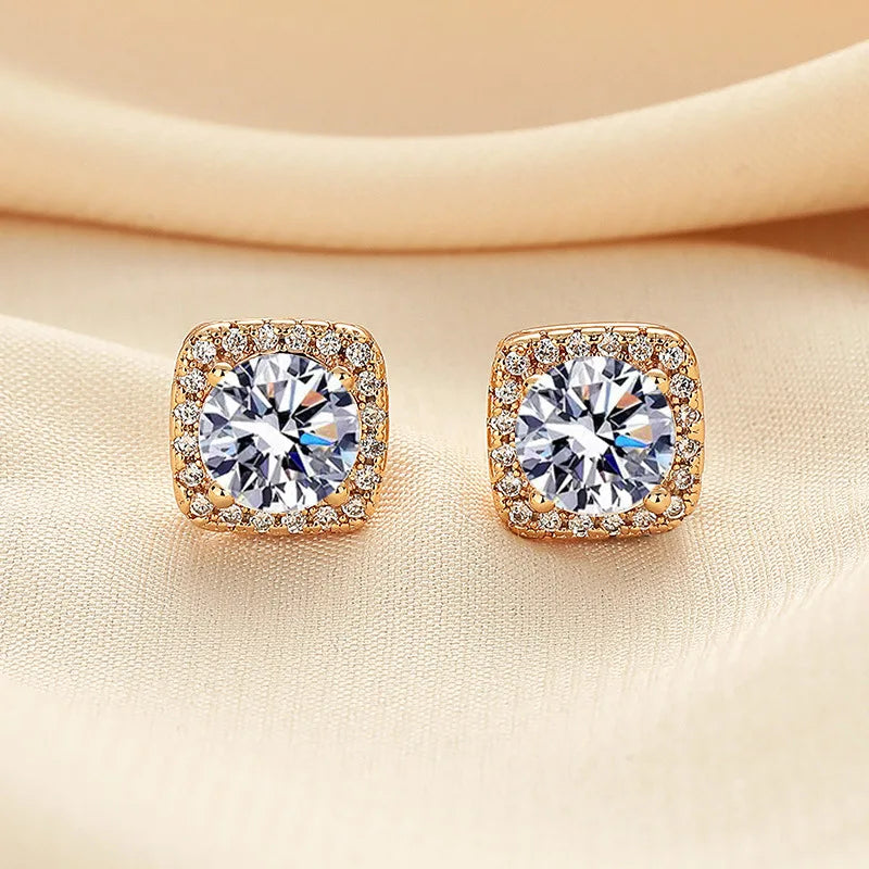 Promotion Moissanite Earrings for Women Pass Diamond Test Pen 100%  With Certificate Ear Studs 925 Sterling Silver Fine Jewelry