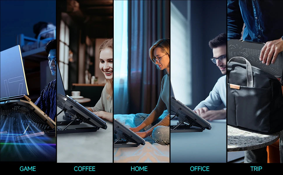 COOLCOLD Laptop Cooling pad for 12-17 Inch Laptop Cooler Stand, 5 quiet fans, 5 Angle Adjustable with phone holder