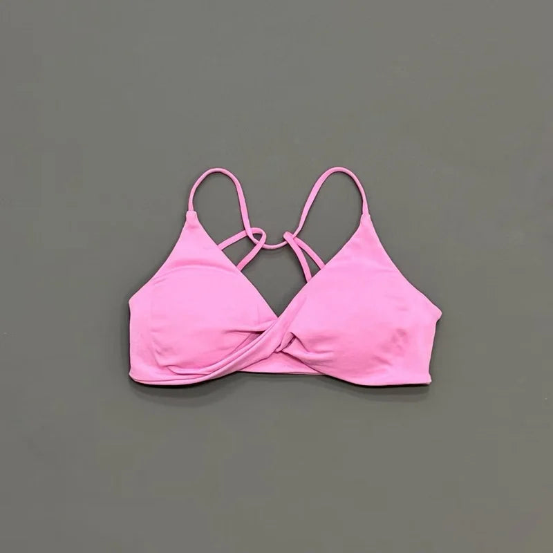 HISTELLO Vision Twist Front Backless Sports Bra Women High Support Breathable Soft Gym Workout Running Jogging Fitness Bra