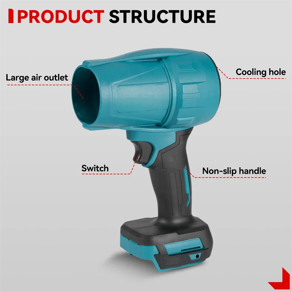 200M/S 2000W Brushless Turbo Fan Blowers  Snow Leaf Dust Blowing Tool for 21V 18V Battery Electric Handheld Jet Fan