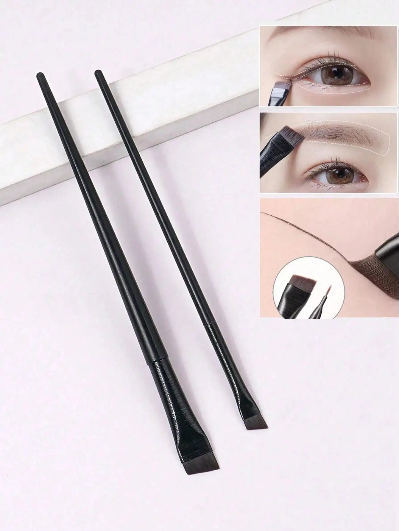 3pcs Makeup Brush Set, Including Angled Eyeliner Brush, Eyebrow Brush, And Ultra-Fine Eyeshadow Brush, Makeup Brush Set, Makeup Brush Kit, Makeup Brush Set, Full Makeup Brushes, Makeup Brush Set, Complete Makeup Tools, Makeup
