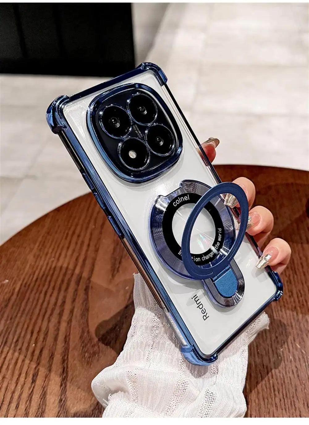 For Redmi Note 15 Pro and Note 15 Pro Plus Case Magnetic Holder Plating Airbag Transparent Camera Protection Shockproof Cover