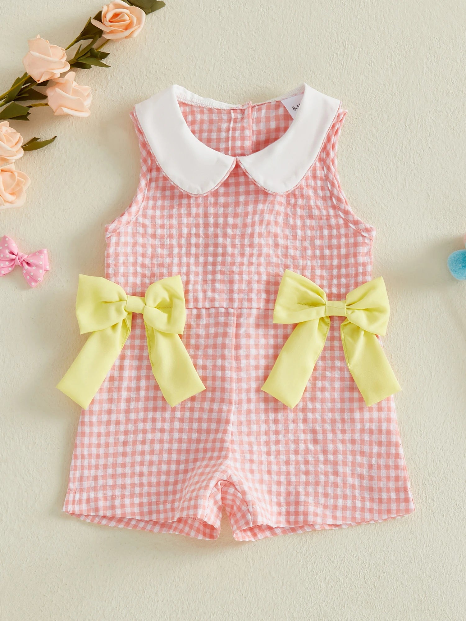 Citgeett Summer Kids Toddler Baby Girls Jumpsuit Shorts Casual Bows Striped Doll Collar Sleeveless Overalls Clothes