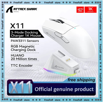 Attack Shark X11  X11SE Wireless Gaming Mouse 3-Mode , PAW3311, 22000DPI, 400IPS, PC Gaming Mouse