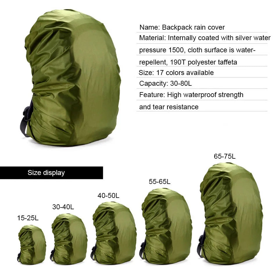 KoKossi 1Pcs 20-60L Climbing Backpack Rain Cover Outdoor Hiking Camping Backpack Waterproof Cover Backpack Dust Cover Unisex