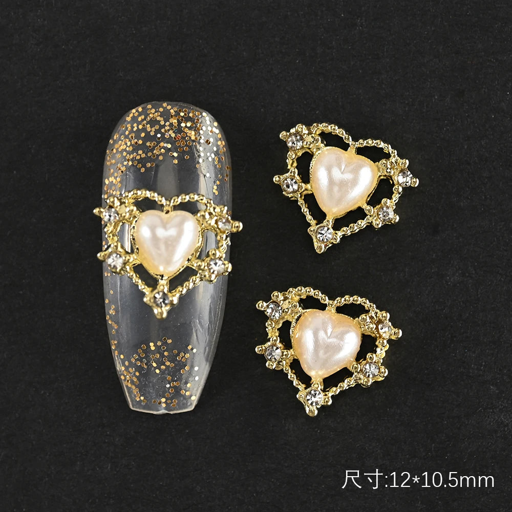 5/10pc Luxury Crystal Pink Heart Nail Art Charm 3D Love Shape Nail Rhinestones Diamond Shine Valentine's Day Manicure Decoration