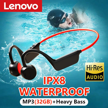 Lenovo Bone Conduction Headset Wireless Swimming Sports Headphone IPX8 Bluetooth 5.4 With Mic Waterproof Exercise Fitness 2026