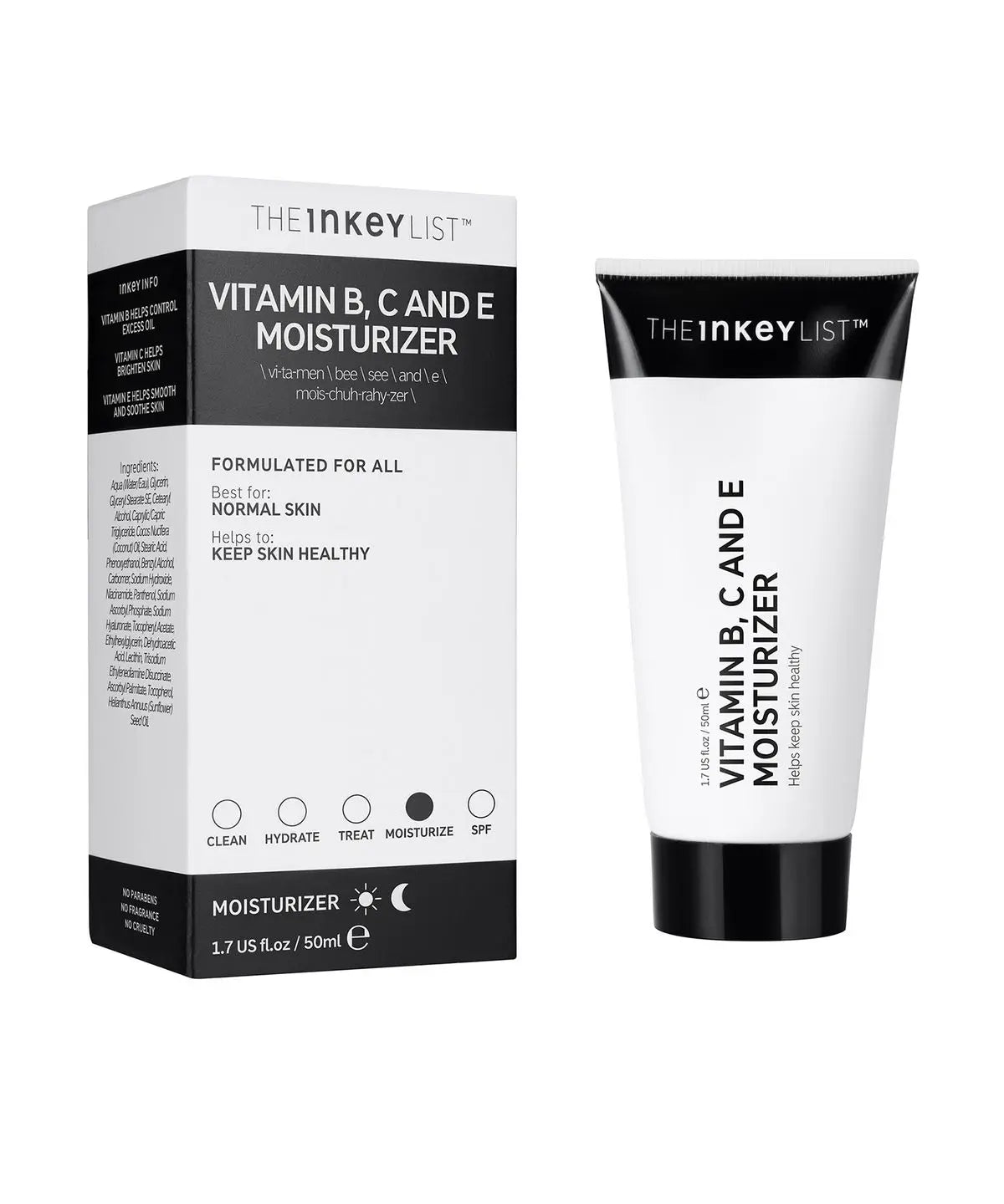 The INKEY List Vitamin B, C, E Moisturizer 50ml Soothing Hydrated Brighten Whiten Anti-aging Keep Skin Healthy﻿