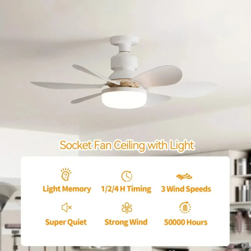 LED 30W Ceiling Fan Light E27 with Remote Control for Dimming Suitable for Living Room Study Household Use 85-265V 선풍기
