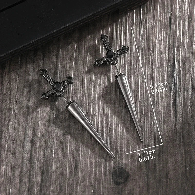 Punk Earrings Gothic Design Trendy Earrings Retro Zircon Gothic Cross Earrings for Men Women Y2K Jewelry Accessories