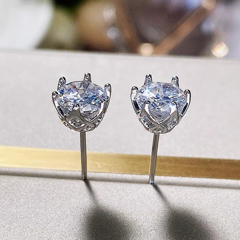 Promotion Moissanite Earrings for Women Pass Diamond Test Pen 100%  With Certificate Ear Studs 925 Sterling Silver Fine Jewelry