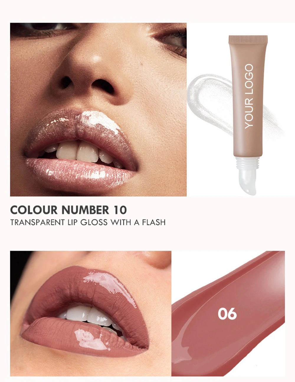 Private Label Lipgloss Custom Logo Hose Tube Shiny Pigment Lip Gloss Durable Glaze Cosmetic Lips Oil Cosmetics lips Makeup