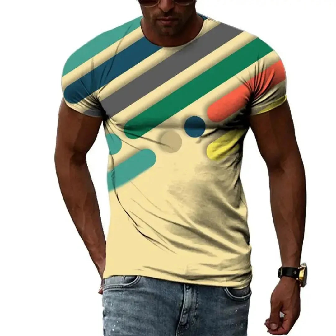 Fashion Men's T-shirt Multidimensional Graphic Tee For Men Casual 3D Print Harajuku Personality Round Neck Short Sleeve Top