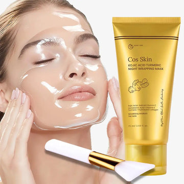 Kojic Acid Turmeric Overnight Wrapping Peel Off Mask Kit Nourish Hydrolyzed Collagen Glowing Skin Refresh Skin Firming Skincare