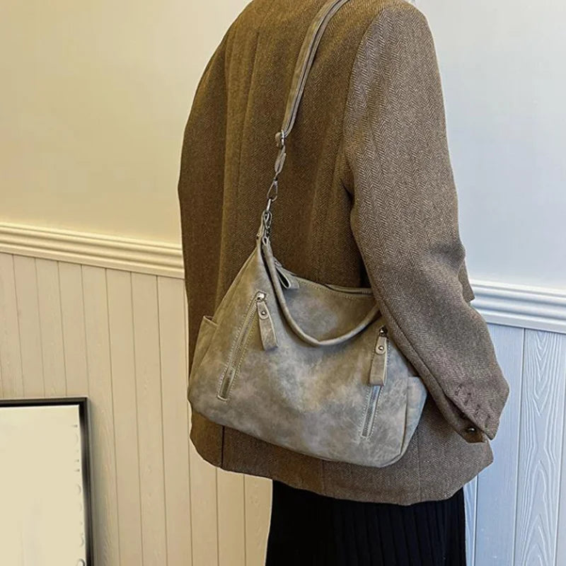 Women Crossbody Bag Luxury Designer Oblique Cross Single Shoulder bag Large Capacity Handbags Retro Matte PU Leather Hobos purse