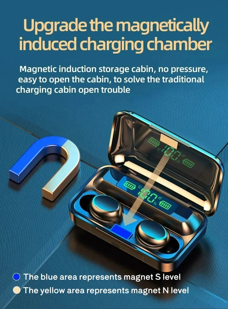 NEW F9 Upgrade TWS Bluetooth Earphones Wireless Headphone 9D Stereo Sports Waterproof Earbuds Headsets With Microphone