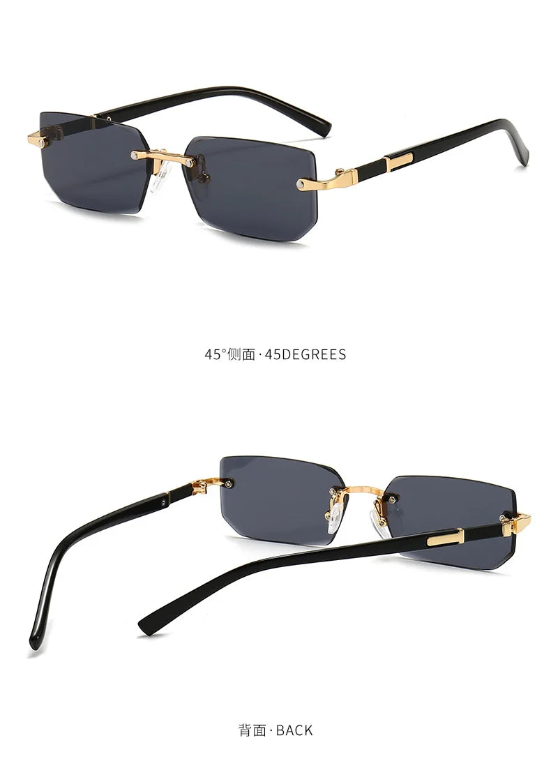 Clearance_Rimless Sunglasses Rectangle Fashion Popular Women Men Shades Small Square Sun Glasses For Female male Summer Travelin