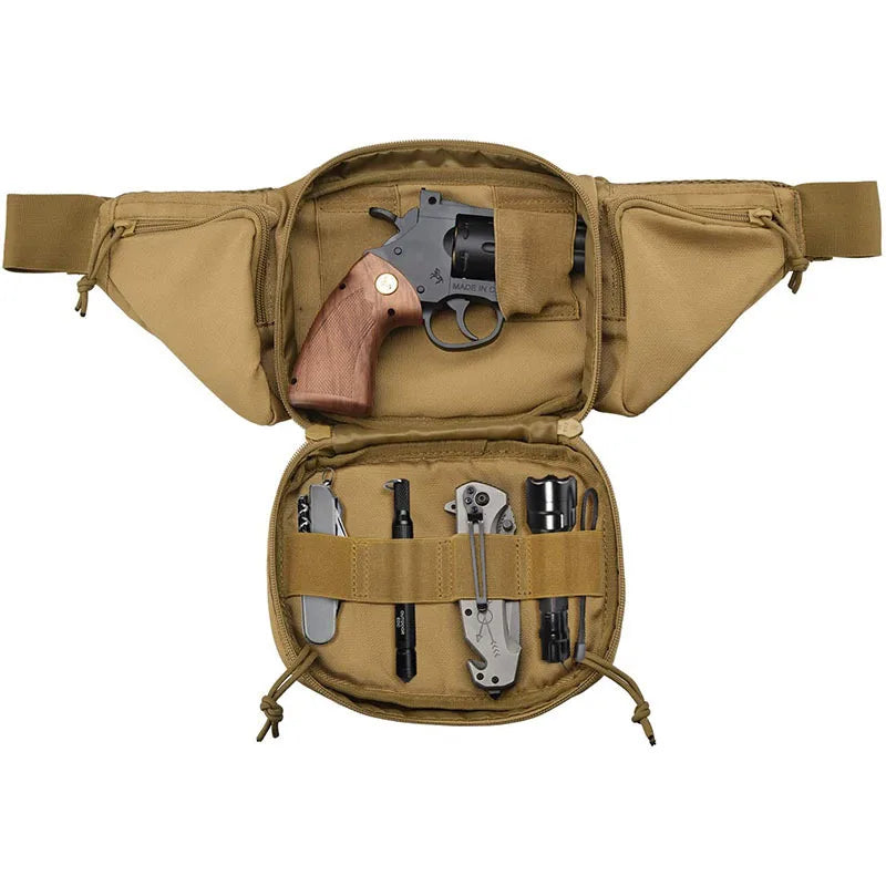 Outdoor MOLLE Fanny Pack, Gun Holster for Multiple Models, Compact & Secure Fit for Utility Accessories