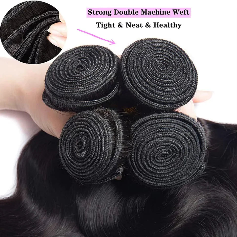 15A Human Hair Bundles Body Wave Unprocessed Virgin Human Hair Extension Real Wavy Weave Body Wave Bundle Human Hair Double Weft