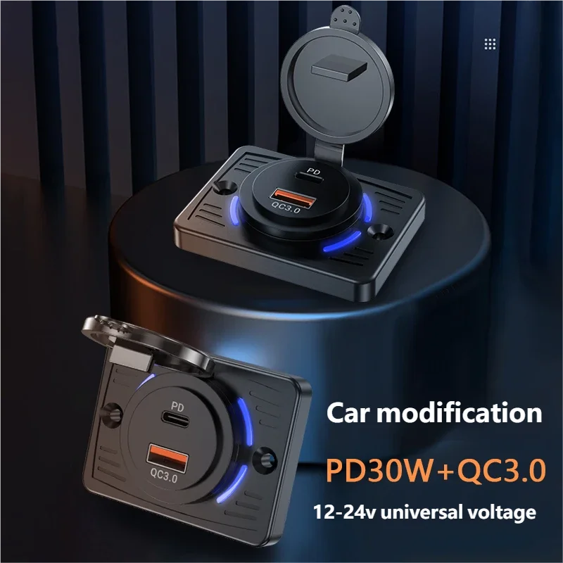 Wall Mount Charger Adapter, 2-4 Ports USB Outlet, QC 22.5W PD 30W Type-C Quick Charge, QC3.0 Panel, Bus, ATV, Truck