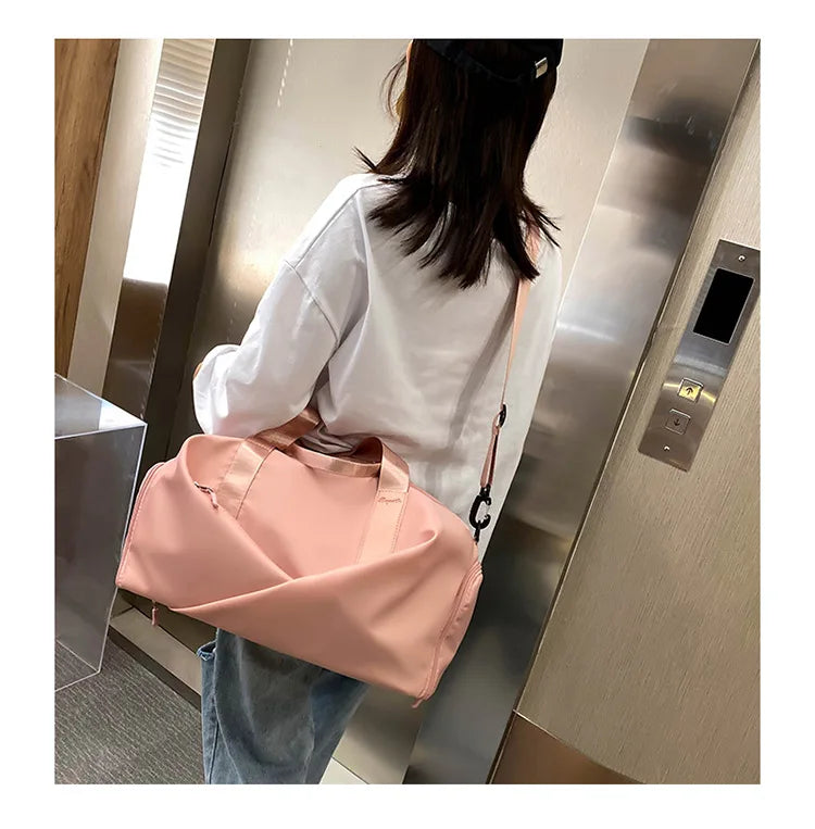Large Capacity Fitness Bag Women's Handheld Oxford Cloth Yoga Sports Bag Fashionable Luggage Bag Wet And Dry Separation Can P...