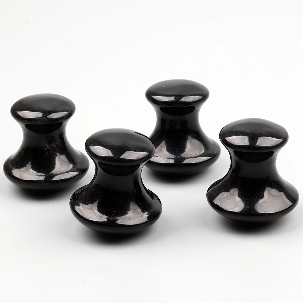 Obsidian Mushroom Face Care Massager Natural Crystal Gua Sha Tool Massage Head Eye Skincare Scraper Wrinkle Beauty Products