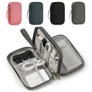 Portable Travel Digital Storage Bag - USB Cable Organizer Headset Charger Case in Grey/Black/Navy for Neatness And Convenience