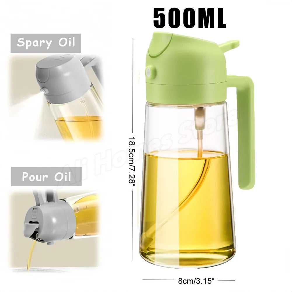 200/300/500ML Oil Air Pressure Double Nozzle Oil Spray Bottle Sprayer Kitchenware Oil Bottle Roasting Bottle Fitness Barbecue