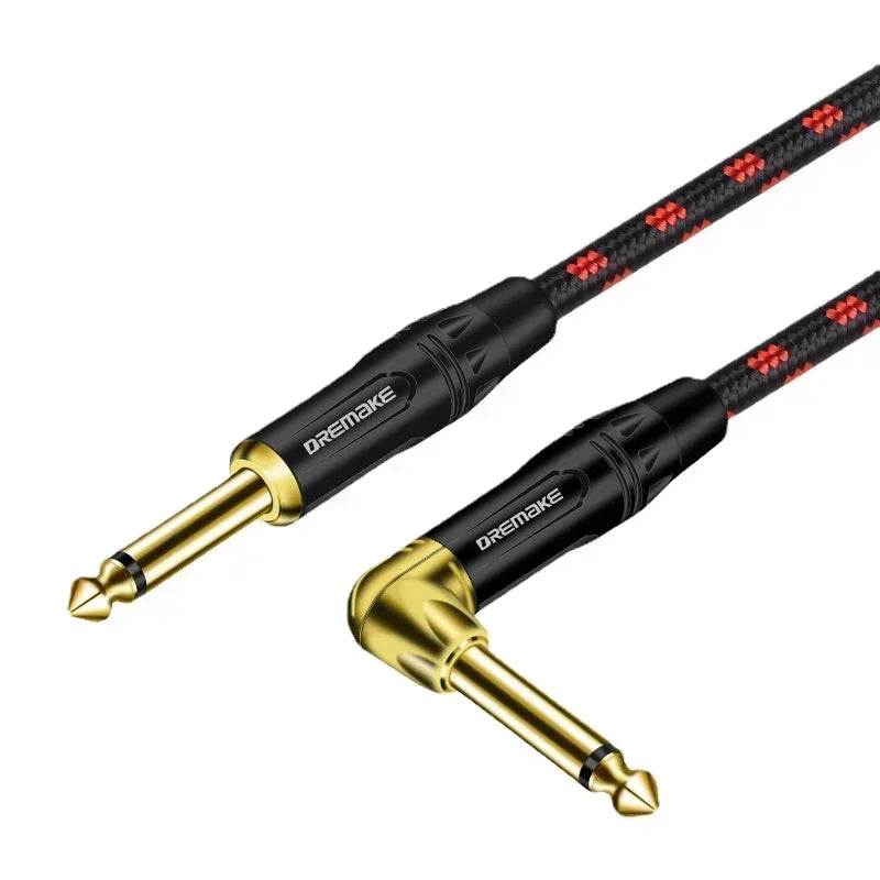Jack 6.35 mm Mono Cable Gold Plated Guitar Cable Male to Male Cotton Braided Instrument Cable for Guitar Bass keyboard