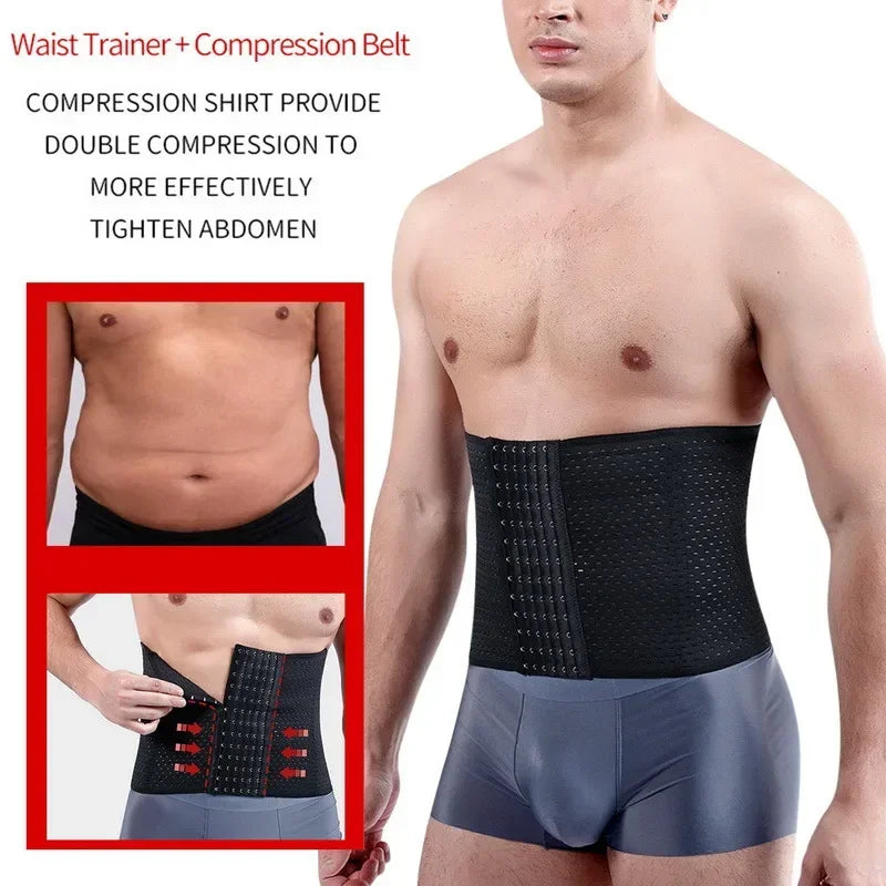 Men Slimming Body Shaper Waist Trainer Trimmer Belt Corset For Abdomen Belly Shapers Tummy Control Fitness Compression Shapewear