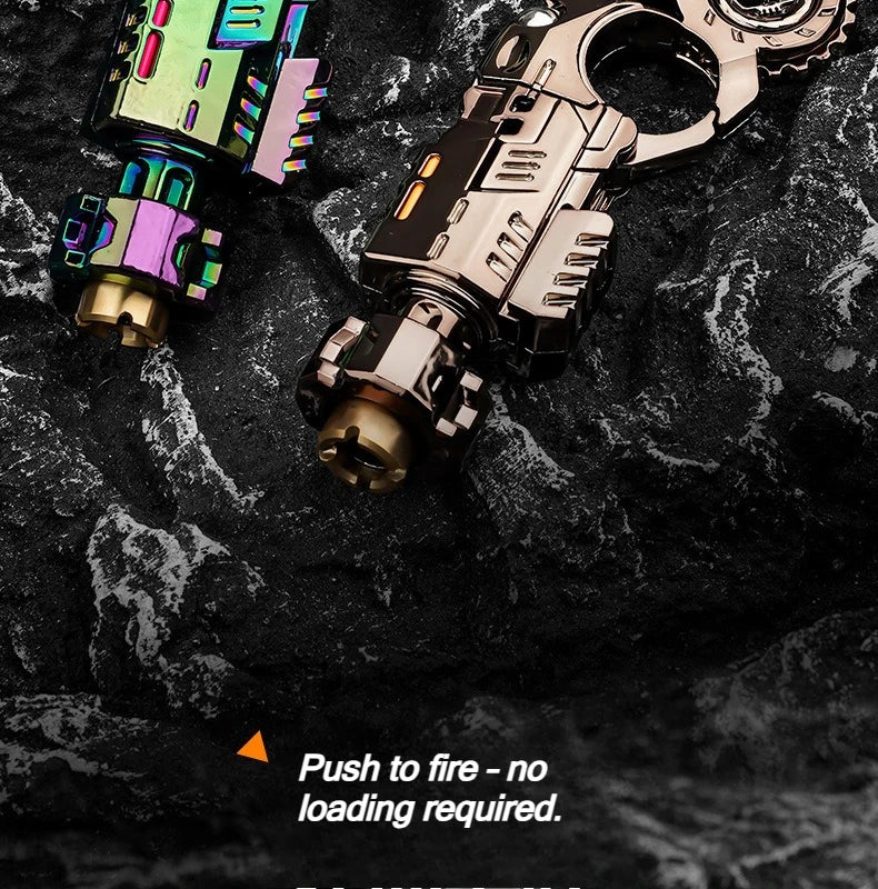 Alloy Launcher Shell-Ejecting Toy Gun Set Portable Stress Relief Sensory Fidget Toy Finger Spinning Top Desk Gadget Boys Gift