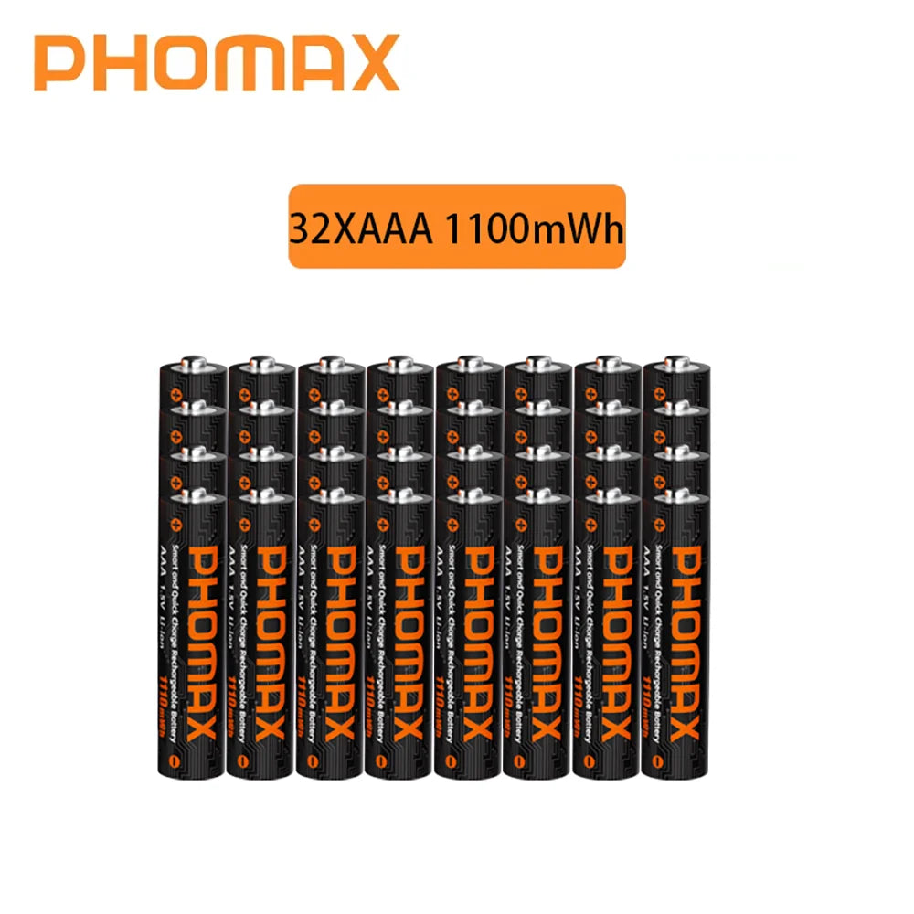 PHOMAX New Fast Charger&Rechargeable Battery,1.5V AA 4200mWh & AAA 1110mWh Lithium Battery  For  Remote Control Mouse SmartDoor