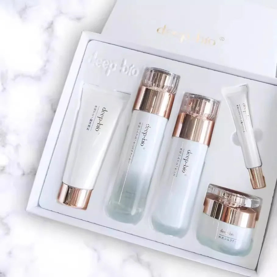 Deep-bio Hydrating Skin Set Moisturizing Cleanser Essence Water Emulsion Eye Cream Face Cream