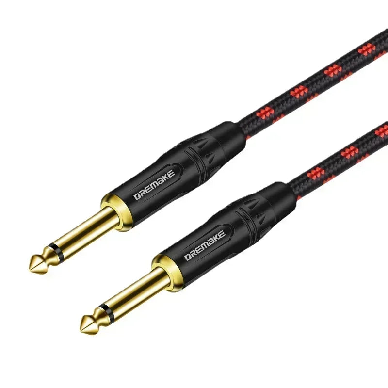 Jack 6.35 mm Mono Cable Gold Plated Guitar Cable Male to Male Cotton Braided Instrument Cable for Guitar Bass keyboard