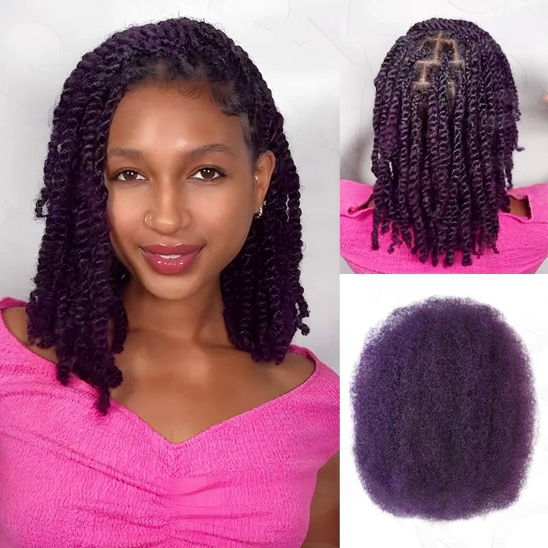 QVR Afro Kinky Bulk Human Hair For Braiding Dreadlock Hair Peruvian 50g/pc Virgin Natural Brown Remy Human Hair Debut Extension