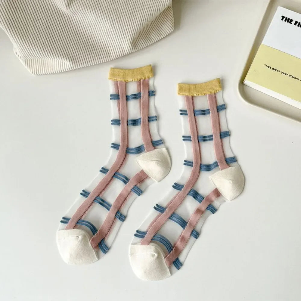 Fashion Socks For Women Summer Breathable Trendy Casual Socks Cute Fashion Korean Style Transparent Lace Sweet Socks