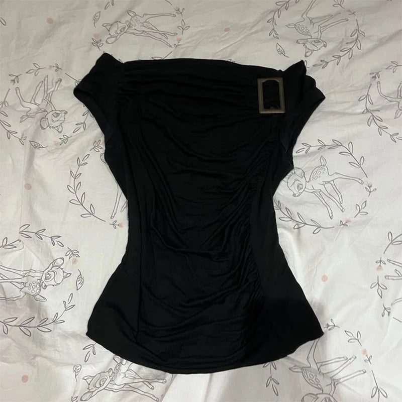 Y2K Gothic Aesthetic Top Square Neck Women's Retro Harajuku Fashion Casual Fairy Style Sweet and Cute Emotional Girl