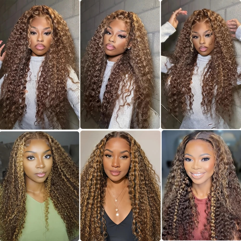 30 Inches Highlight Ombre Lace Front Wig Brazilian Honey Blonde Human Hair 13x4 Hd 4/27 Deep Wave 13x6 Lace Frontal Wigs 4x4 Wig