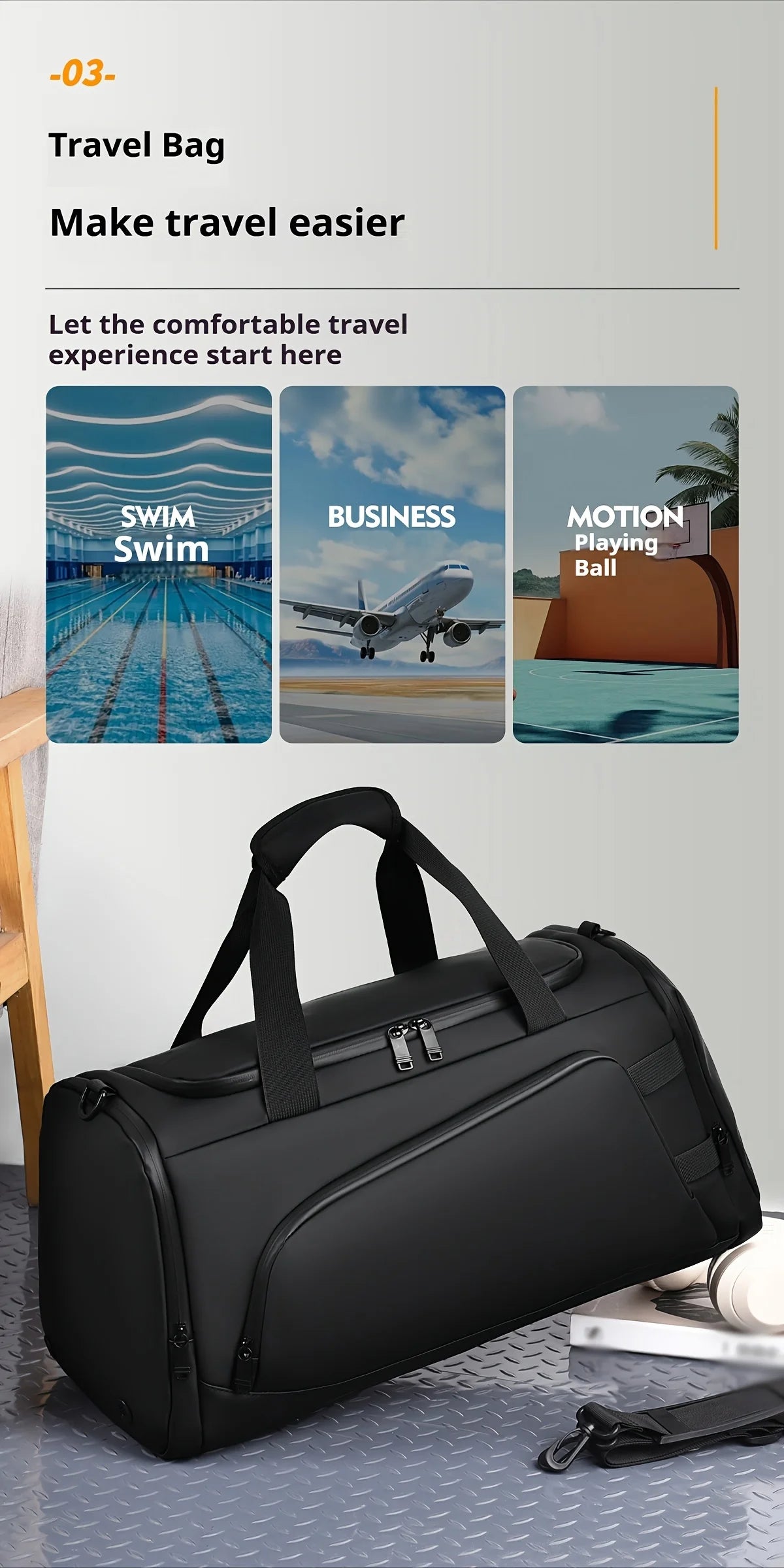 Large Capacity Multifunctional Travel Duffels With Multiple Compartments Suitable For Fitness Travel And Overnight Travel
